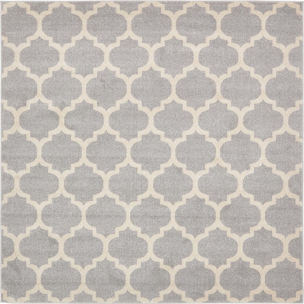 Unique Loom Trellis Philadelphia Light Gray/Beige 8 ft. x 8 ft. Square Rug