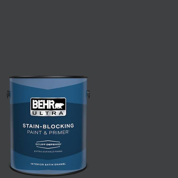 BEHR ULTRA 1 gal. Home Decorators Collection #HDC-MD-04 Totally Black Extra Durable Satin Enamel Interior Paint & Primer