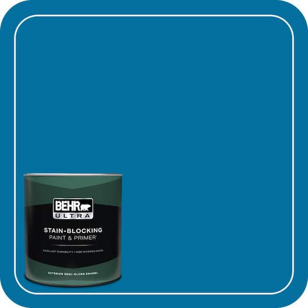 BEHR ULTRA 1 qt. #550B-7 Blue Ocean Semi-Gloss Enamel Exterior Paint & Primer