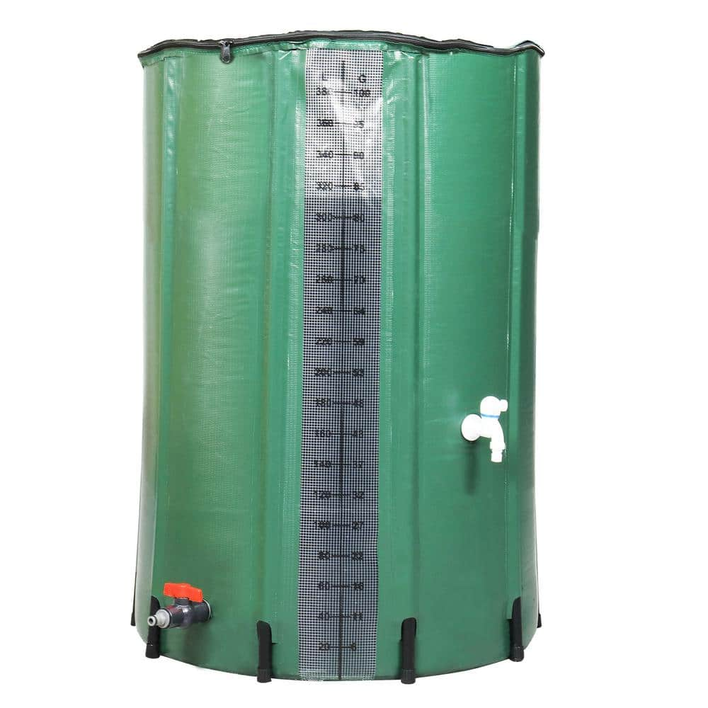 TIRAMISUBEST 100 Gal. Rain Barrel Water Collection With Scale in Green ...