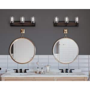 Briarwood Collection 24-3/4 in. 3-Light Antique Bronze Painted Oak Clear Glass Coastal Bath Vanity Light