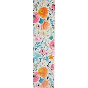 Watercolor Floral Multi 2 ft. x 5 ft. Floral Area Rug