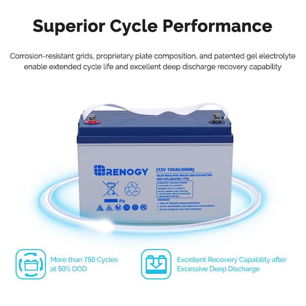 Renogy 12-Volt 100 Ah Deep Cycle Hybrid GEL Battery with Battery Box for RV,  Solar Marine and Off-Grid Applications RBT100GEL12B - The Home Depot