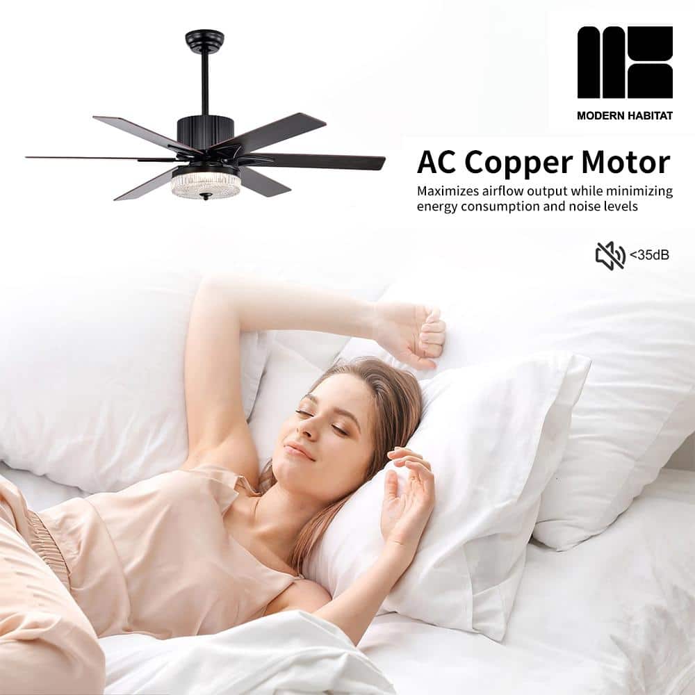 Matte Black 52'' Ceiling Fan with LED Light and Remote