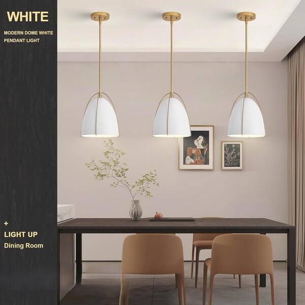 BeamBox 10 in. 60-Watt 1-Light White and Gold Dome Pendant Light