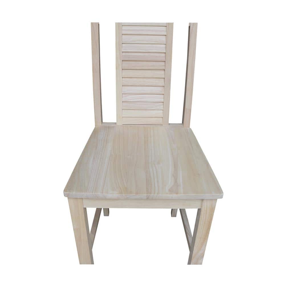 Beige Solid Wood Shutter Back Counter Height Stool