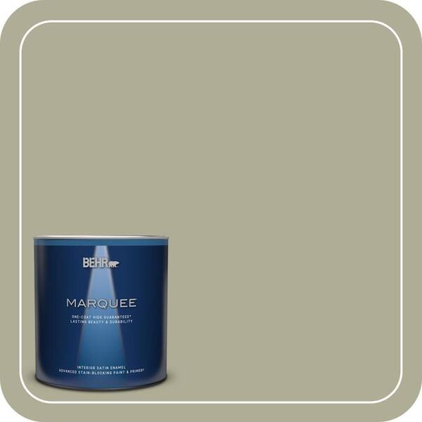 BEHR MARQUEE 1 qt. #MQ6-27 Sage Wisdom One-Coat Hide Satin Enamel Interior Paint & Primer