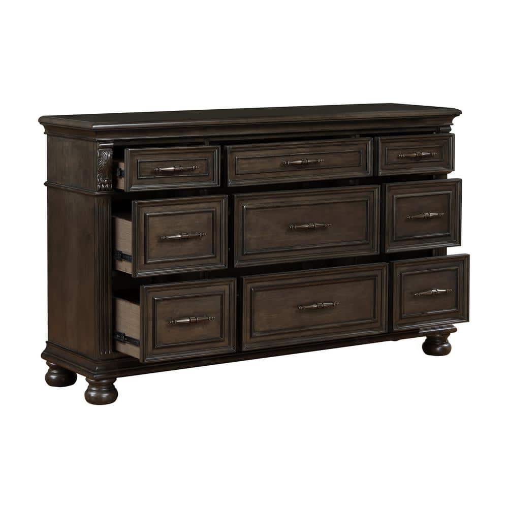 Balboa Walnut Brown 9-Drawer Dresser with Felt Lined Drawers