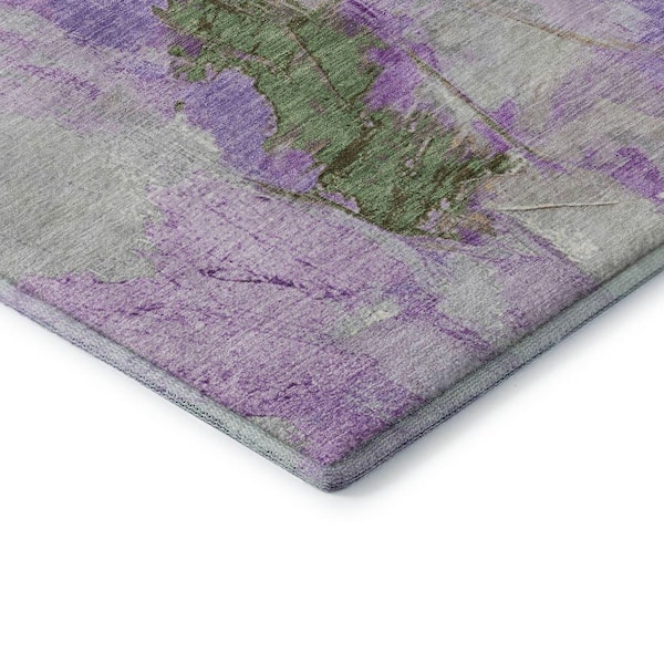 Mayfield Premium Machine Washable Abstract AMF1914 Purple 2 ft. 3 in. x 7 ft. 6 in. Runner Rug