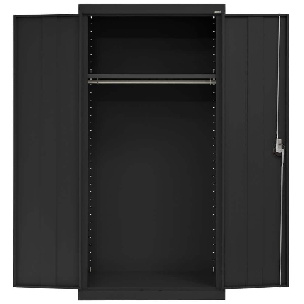 Black Steel 72" Heavy-Duty Wardrobe Storage Cabinet