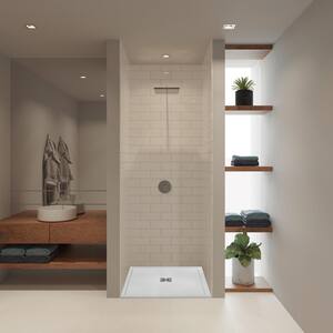 36 in. L x 36 in. W x 1.125 in. H Solid Composite Stone Shower Pan Base with Center Drain in White Sand