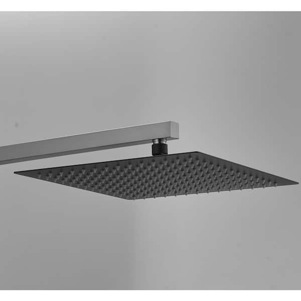 1-Spray Patterns with 1.8 GPM 12 in. Wall Mount Fixed Shower Head in Matte Black