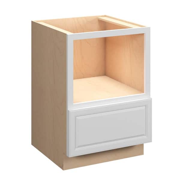Kunal Kitchens Brighton Raised 30 in. W x 34.5 in. H x 24 in. D Plywood Assembled Microwave Base Cabinet in Painted White