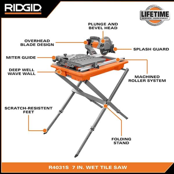 9-Amp 7 in. Blade Corded Wet Tile Saw with Stand