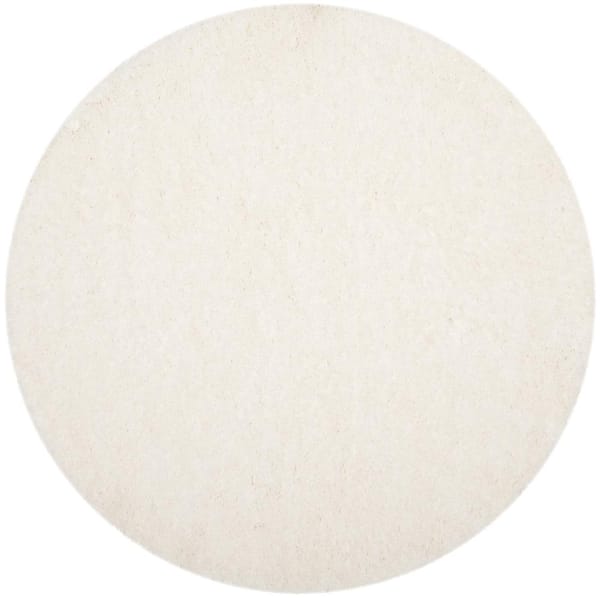 SAFAVIEH Polar Shag White 7 ft. x 7 ft. Round Solid Area Rug