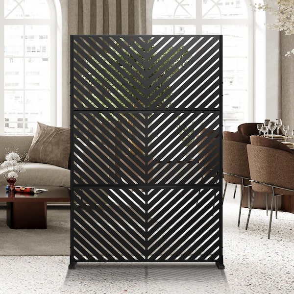 TUYOHW 72 in. H x 47 in. W Metal Privacy Screen Deck Patio Balcony ...