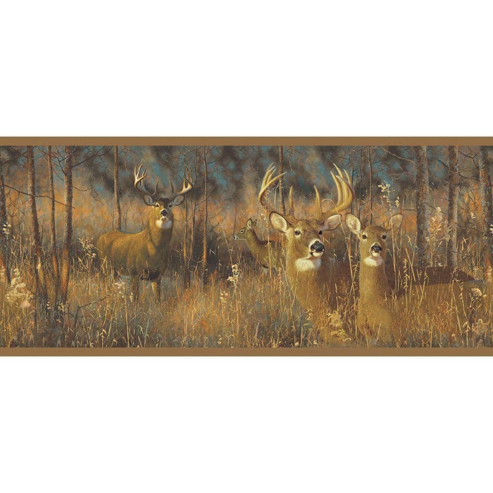 York Wallcoverings White Tail Deer Border Brown Wallpaper Border Wg0346bd The Home Depot