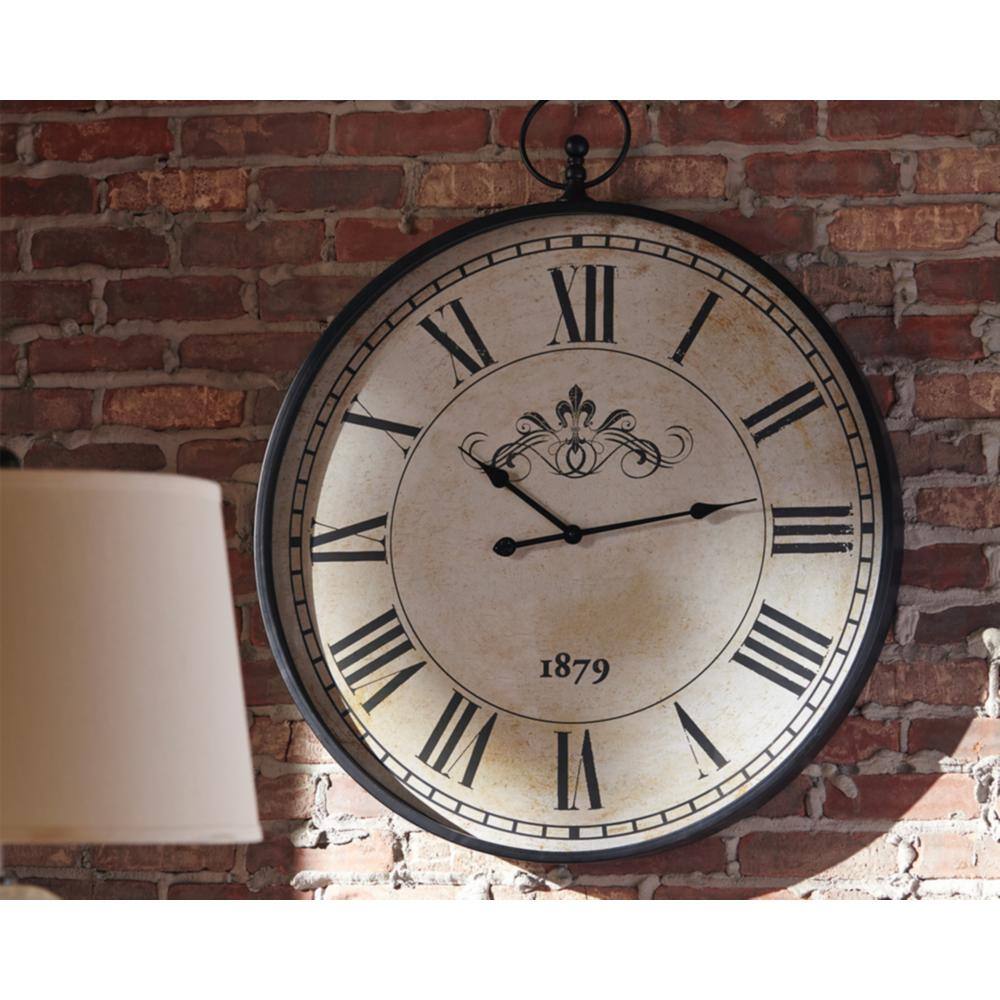 Augustina Antique Black and Cream Metal Wall Clock