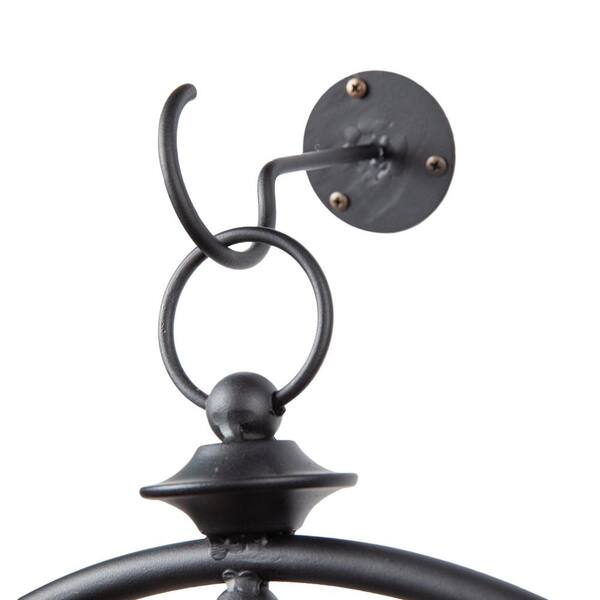 DANYA B Round Black Wrought Iron and Glass Hanging Hurricane