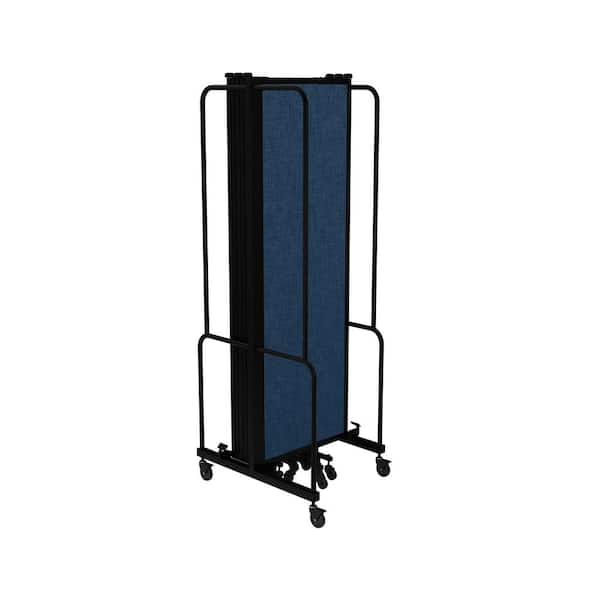 HAMPDEN FURNISHINGS Otis Collection Portable Room Divider, 7 Blue Panels, Black Frame