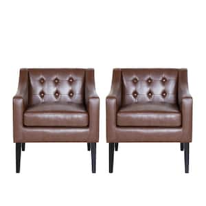 Annisa Dark Brown and Espresso Faux Leather Tufted Accent Chair (Set of 2)