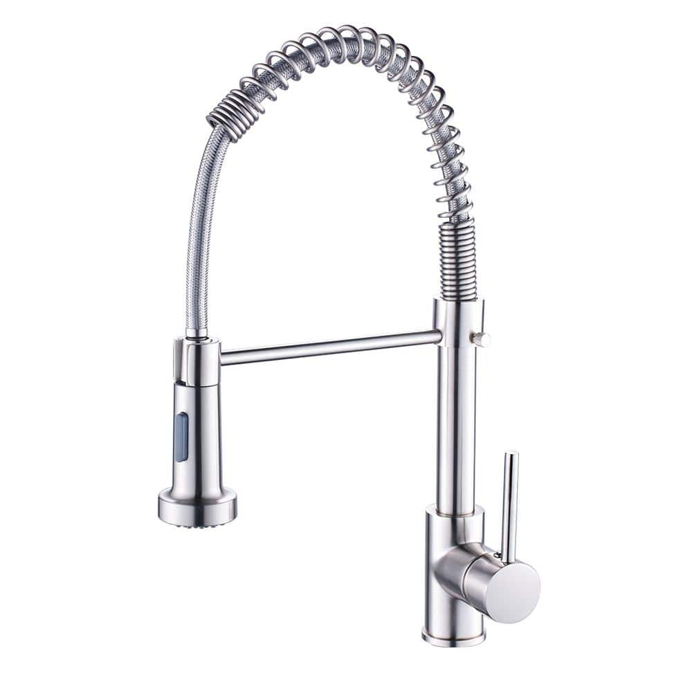  Single Handle Pull-Down Sprayer Kitchen Faucet with 2-Function Sprayhead in Brushed Nickel