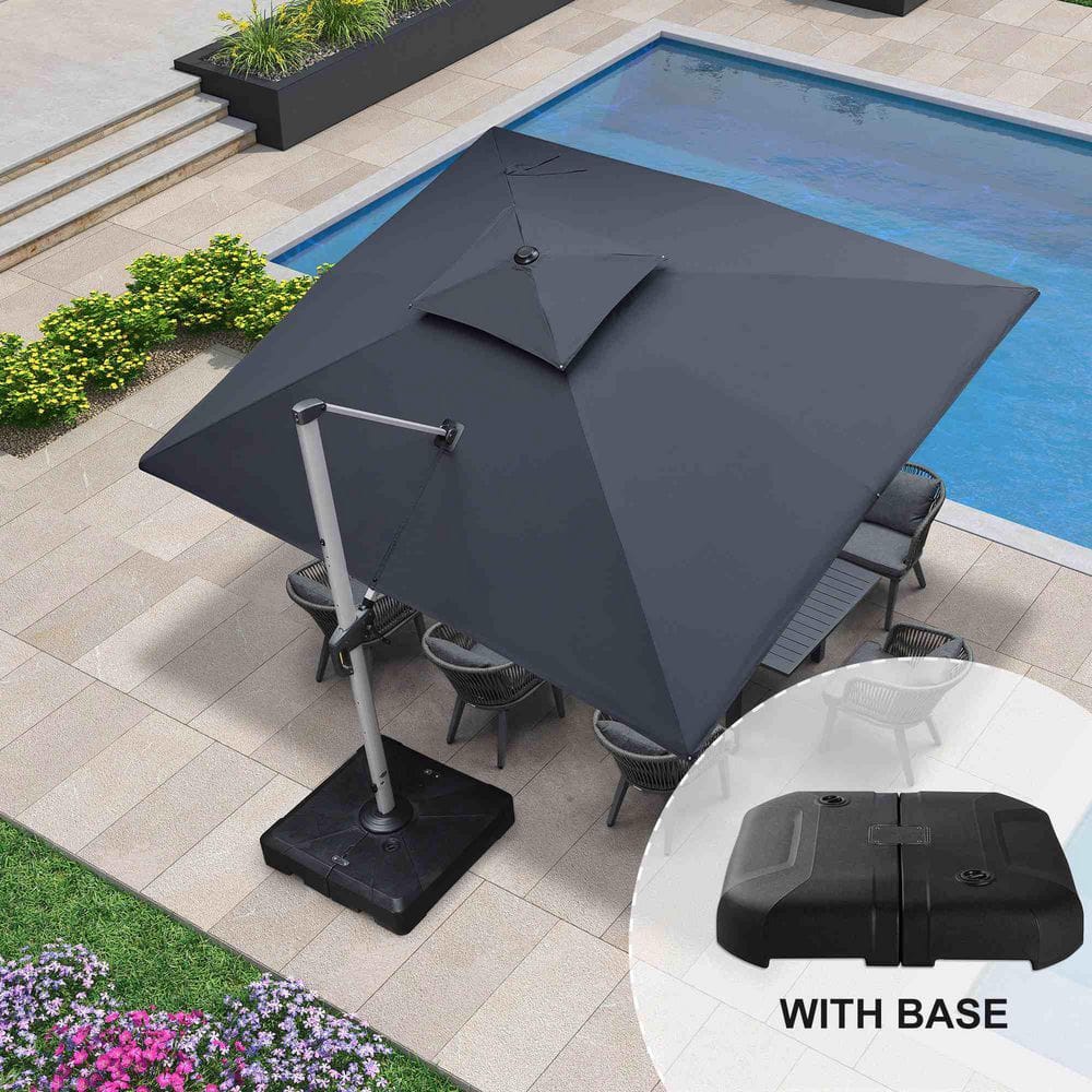large fim cantilever patio umbrella Flexy Aluminum 8' x 14' Rectangular Offset opens and closes just like a round umbrella ACEGOSES 11-ft Aluminum Red Slide-tilt