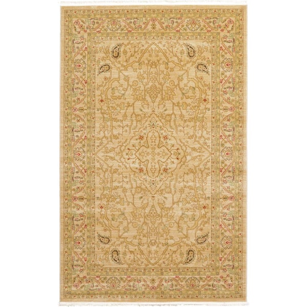 Unique Loom Edinburgh Daisy Beige 5' 0 x 8' 0 Area Rug