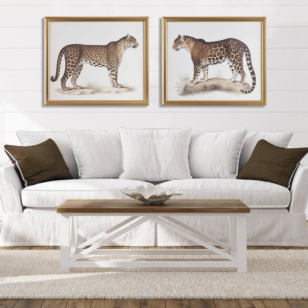 Elegant Gold Framed Cheetah Print Wall Art Set