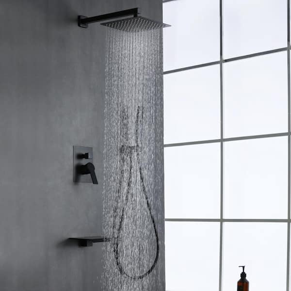 Laya Single-Handle 2-Spray Square Shower Faucet in Matte Black (Valve Included)