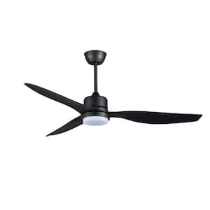 52 in. LED Indoor Matt Black Ceiling Fan with Remote