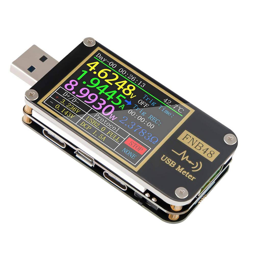 Etokfoks 424 Volts USB Voltage Current Tester Voltmeter Ammeter Grey