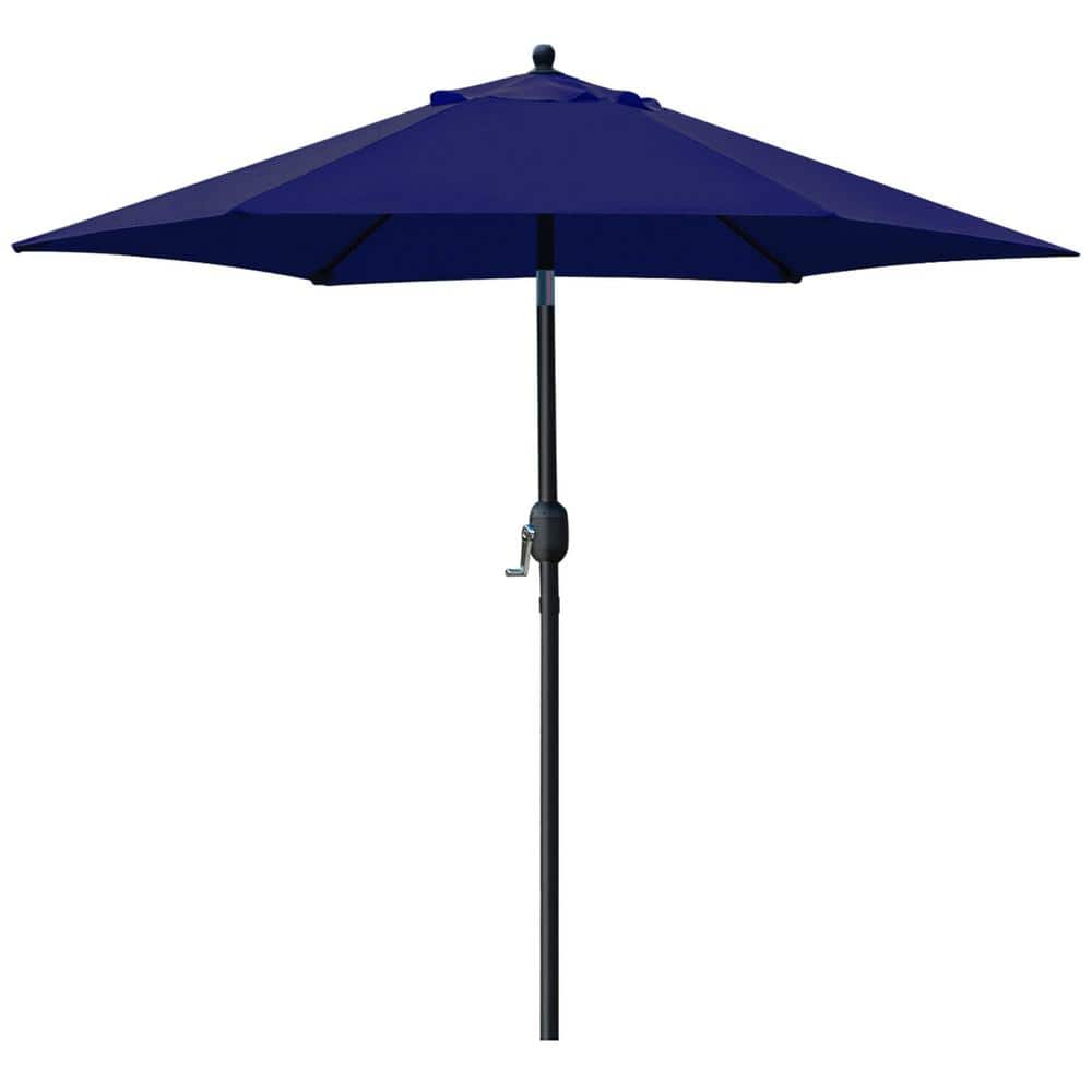 7.5ft. Aluminum Market Push-Button Tilt Patio Umbrella 6 Ribs in Navy Blue
