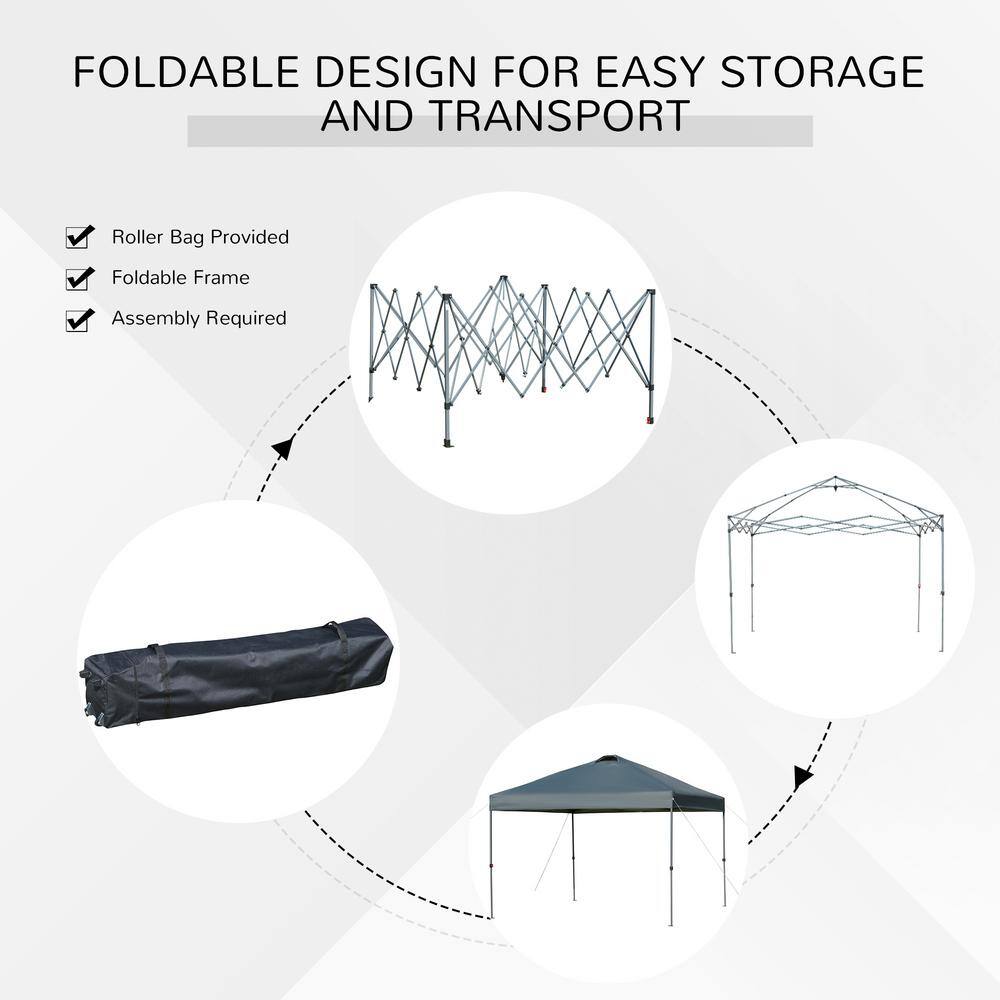Gray 10' x 10' Pop Up Canopy Tent with Steel Frame