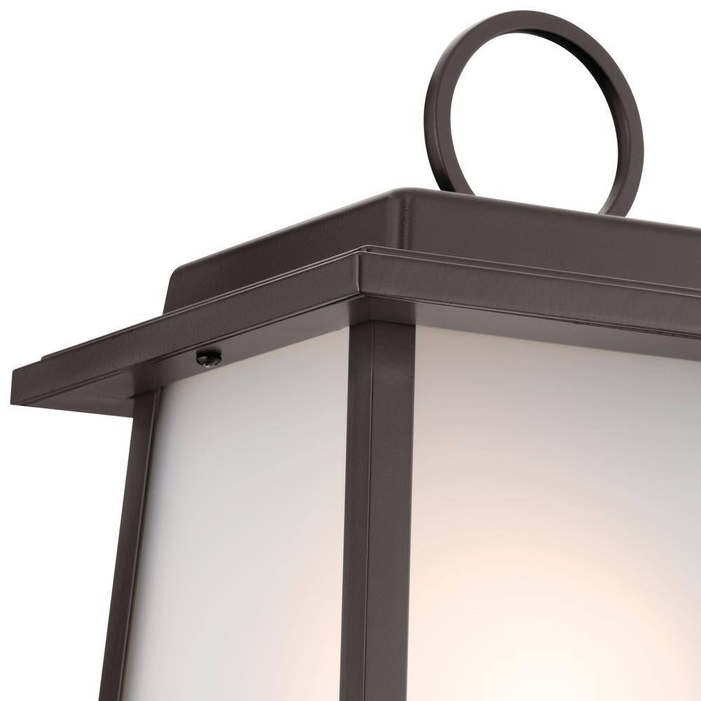 Olde Bronze Aluminum Outdoor Post Lantern with Etched Glass