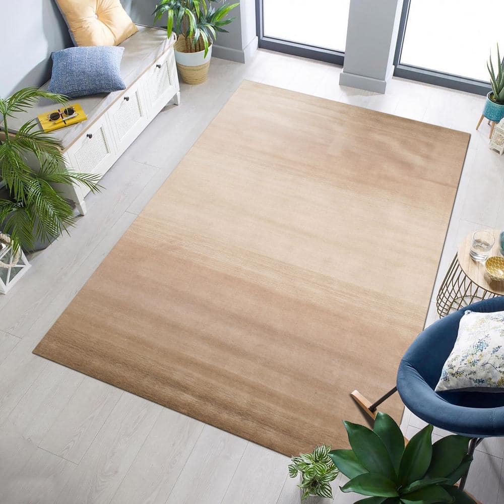 Handmade Tufted Wool Beige Rectangular Easy Care Rug