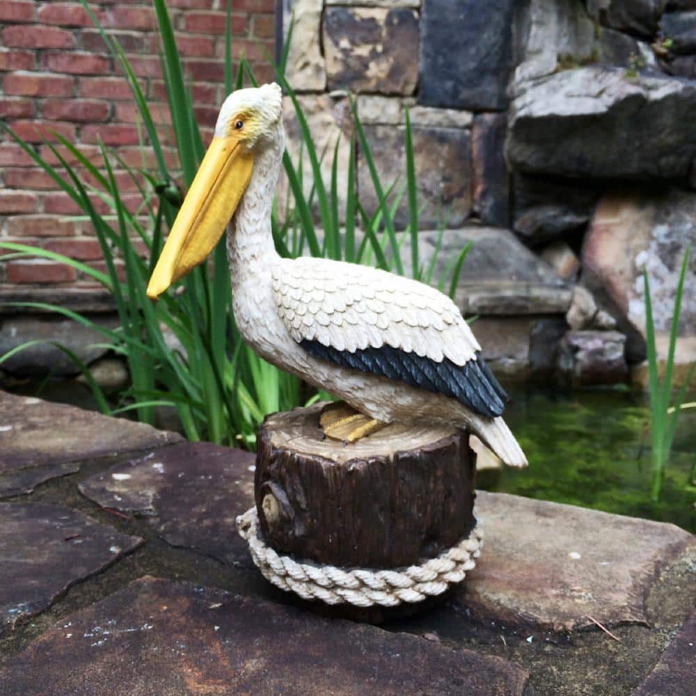 11.5" Summer Pelican on Ocean Pier with Nautical Rope Statue