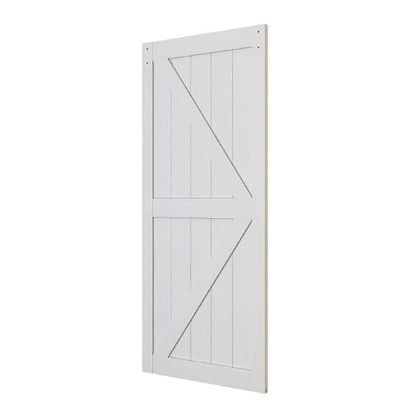 36 in. x 84 in. Solid Core Wood Barn Door Slab with White PVC Film Finish, Hardware Kit Not Included