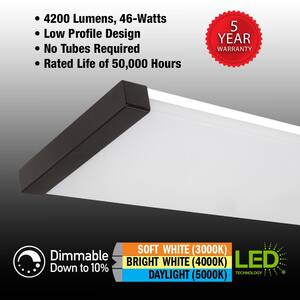 48 in. x 10 in. 4200 Lumens Matte Black Wood End Caps Integrated LED Panel Light 3000K 4000K 5000K Dimmable (4-Pack)