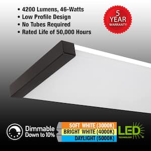 48 in. x 10 in. 4200 Lumens Matte Black End Caps Integrated LED Panel Light Selectable CCT Kitchen Lighting