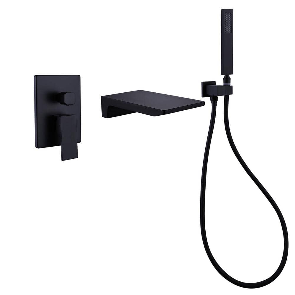 Single-Handle Wall Mount Roman Tub Faucet with Hand Shower，Waterfall Bath