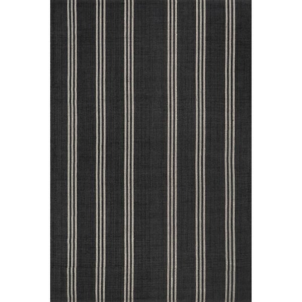 Hawthorn Striped Wool Charcoal 10 ft. x 14 ft. Indoor/Outdoor Patio Area Rug