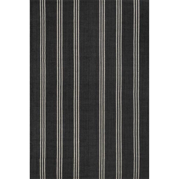 Hawthorn Striped Wool Charcoal 8 ft. x 10 ft. Indoor/Outdoor Patio Area Rug