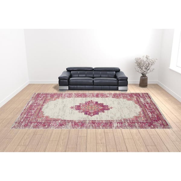 12 ft. x 18 ft. Pink Oriental Washable Area Rug Runner Rug