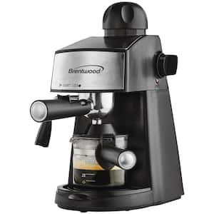 2.5- Cup Black Stainless Steel Espresso Machine and Cappuccino Maker