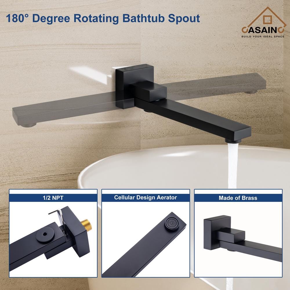 Matte Black Dual Function Square Rain Shower System