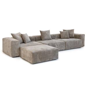 118 in. Square Arm Corduroy Velvet 3-Pieces Modular Free Combination Sectional Sofa in. Brown