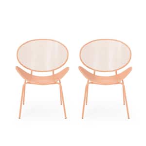 Modern Green Shell Chairs-Set of 2 Powder-Coated Iron Outdoor Lounge ...
