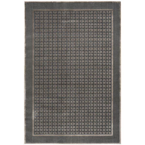 Nourison Nordic Black Taupe 4 ft. x 6 ft. Geometric Contemporary Area Rug