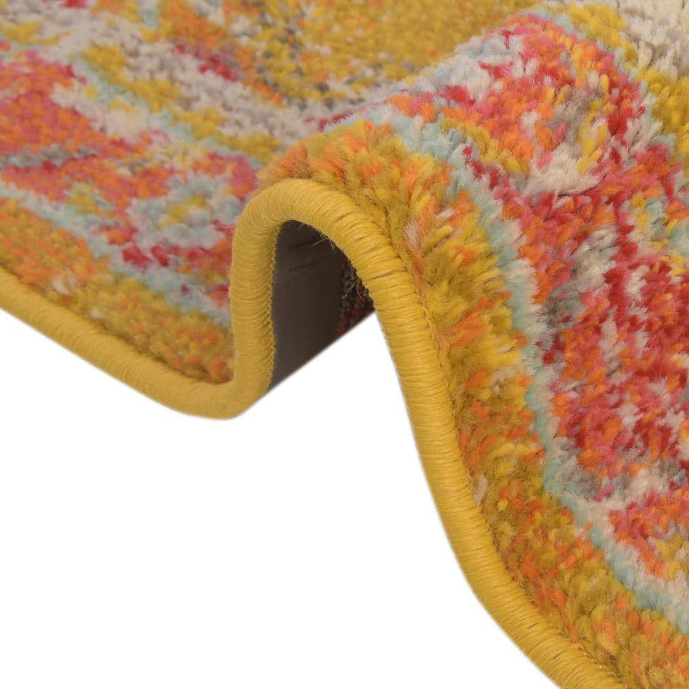 Gold and Red Medallion Synthetic Indoor Area Rug